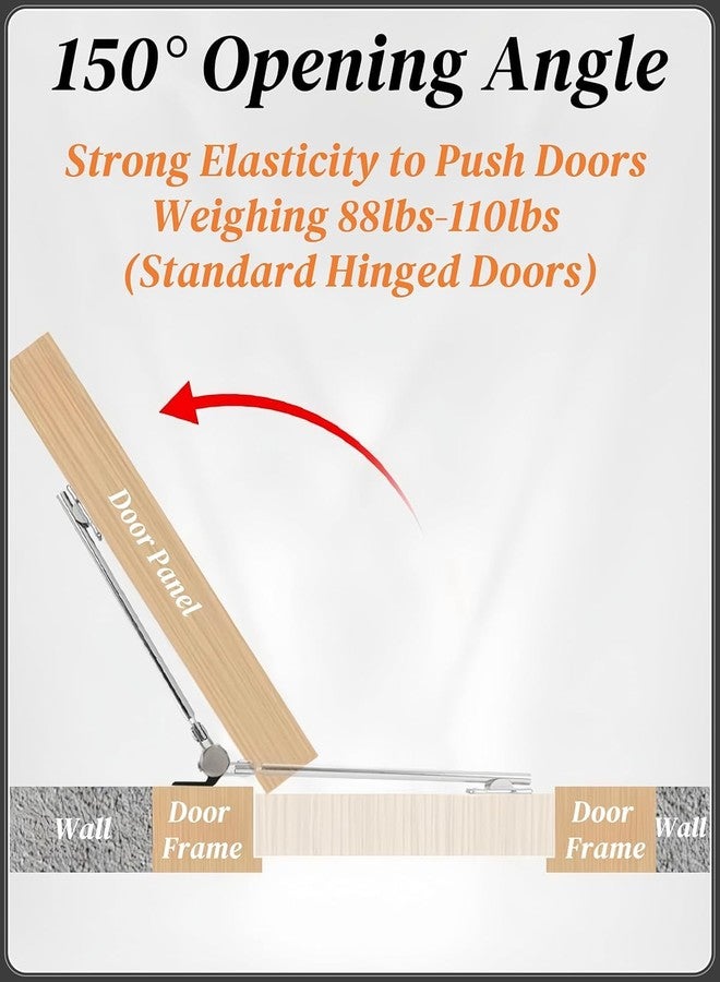 ACHARAJ Automatic Door Closer, 150 Degree Opening Angle Safety Spring Self Closing Hinge, Adjustable Catch Speed Closure, Auto Doors Top Latch Soft Close, Stainless Steel with Force Arm, Screws and Wrench - Image 5